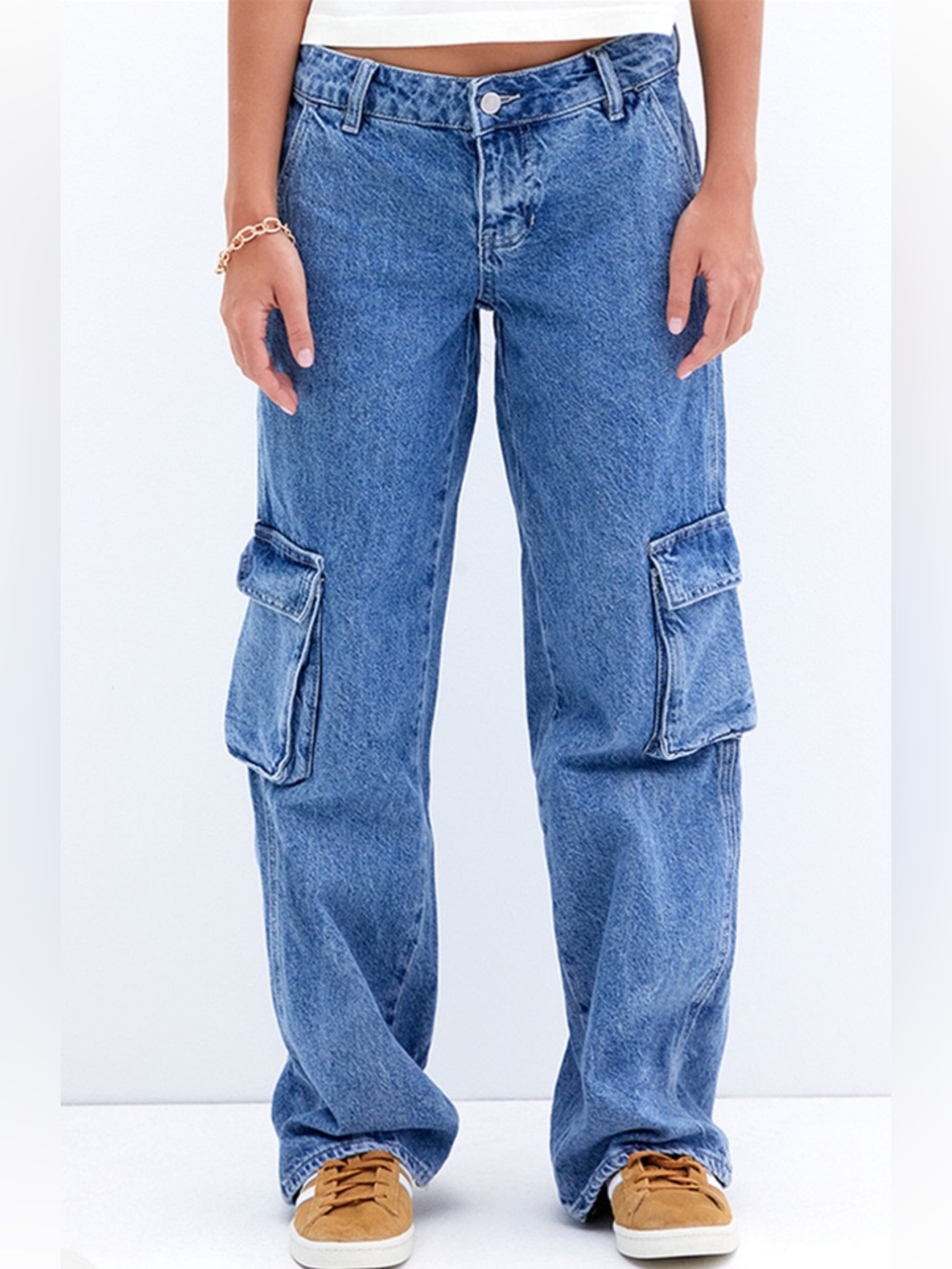 NWT PACSUN Jeans Baggy Cargo Wide Leg Low Rise Size 25 Y2K